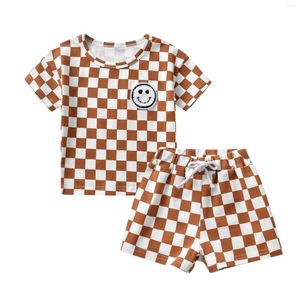 Kläder sätter baby pojke kläder set sommar korta ärmar t-shirts och shorts passar modeplädet med byxor 2st småbarn kläder