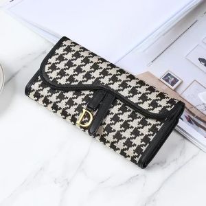 Vintage Purse Women's long large capacity D-button multi-card multi-function triple fold clutch bag