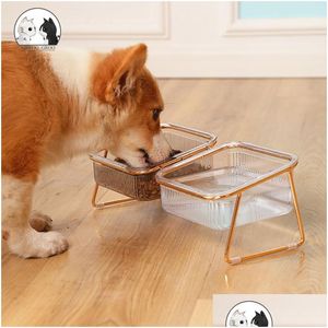 Dog Bowls & Feeders With Stand Non Slip Double Cat Pet Feeding Water For S Food Feeder Drinking 221114 Drop Delivery Home Garden Suppl Dhuk0