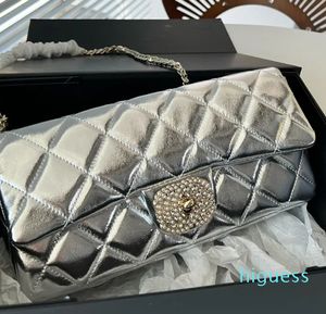 2024 Новый дизайнерский женский Quildted Baguette Chain Bag France Luxury Brand логотип серебряный Nappa кожаный клапан сумочка поперечное кусоч