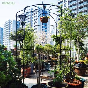 Köprü Metal Bahçe Kemeri Demir Bahçe Arbours Dia 81.3 '' x 114.2 '' Yüksek Kraflo Gazebo kuş kafesi şekli Pergola Pavyonu Düğün Töreni