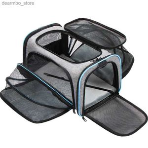 Transportadora de cães portador de animais de estimação expansível dobrável mackpack bypack fitas refletivas transportador de viagem para gatos para gatos filhotes L49