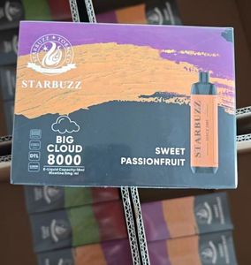 StarBuzz Bar 8000 Puffs Popes de vape descartáveis Original Puff 8000 Bar LED Display Mesh Bobina recarregável e cigarros 10 sabores barra