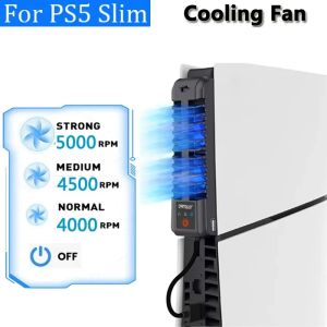 Pads Cooling Lüfter mit 3 -Speed -Kühler für PS5 Slim Disc Digital Edition Konsole mit LED Light USB 2.0 Hub für PS5 Slim Accessoires