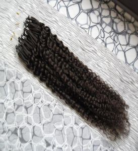 10quot26quot brasiliansk jungfru remy mänskligt hår 100s kinky curly micro loop hårförlängningar brun 100g kinky curly micro länk h4763743