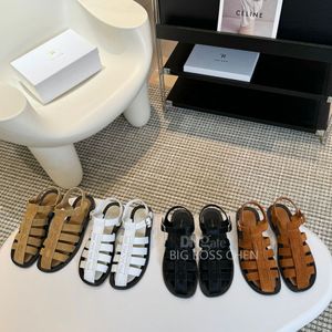 Top quality the row sandal slides Comfortable Casual beach flats shoes Genuine Leather buckle Suede Luxury designer sandals for womens Vacation shoes