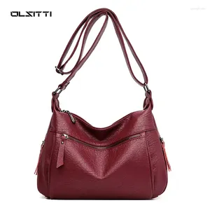 Bolsa olsitti de cor sólida bolsas de ombro de grande capacidade para mulheres 2024 Designer Moda couro crossbody retro