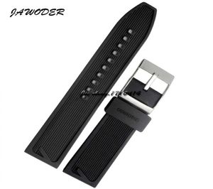 Jawoder Watchband 24mm Men Watch Bands Black Waterproof Silicone Silicone Benn Cinghia in acciaio inossidabile Pintuosa fibbia per +Strumenti1749061