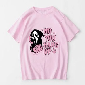 T-shirts skriker vi ghostface lycklig kärlek tecknad tshirts män estetiska t skjortor 100% bomull hög kvalitet tshirts korta ärm tees lös