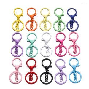 Keychains 5Pcs/Lot Colorful 30mm Keyring Lobster Clasp Hook Connectors For DIY Keychain Connector Key Ring Jewelry Making Accessories