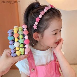 Hair Rubber Bands AWAYTR Color Star Round Toothed Headband Child Hairband Hair Hoop Colorful Elastic Hair Bands For Girls Baby Hair Accessories Y240417