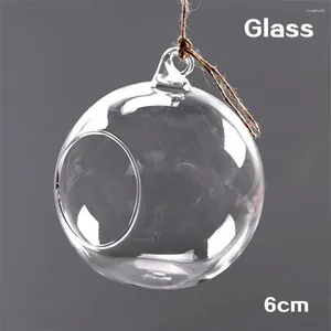 Candle Holders Tea Light Holder Globe Shape Round Clear Hanging Glass Succulent Style Candlestick Dia.6CM