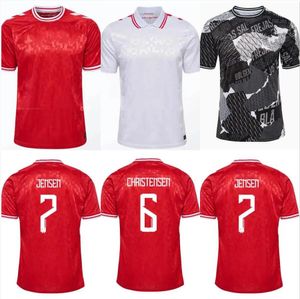 2024 2025 Danmark Soccer Jersey 24 25 Euro Eriksen Home Away Gk Kjaer Hojbjerg Christensen Skov Olsen Braithwaite Dolberg Man Kid Kit Football Shirts