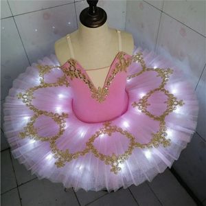 Mädchen LED LED LEG professionelle Ballett Tutu Glow Ballerina Ballet Kleid Kinder Erwachsene leuchtende Geburtstagsfeier Tanz Kostüm Tanzkleidung 240411