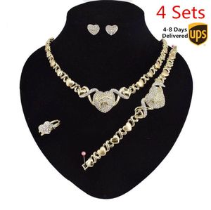 4 SETSLOT HELA smyckenuppsättningar för kvinnor halsband örhängen 14k guld smycken uppsättningar för kvinnor bröllop smycken arrangör halsband 8562059