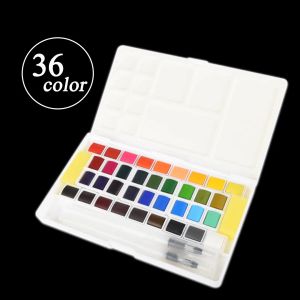 Supplies wholesale 36 color Solid Watercolor Pigment Paint with Brush Pen Portable Art Supplies