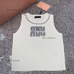 Women's Undershirts Women's T-Shirt Vest Embroidered Mui Mui Sunglasses Top Women's Fashion Designer Ladies Solid Cotton Blend Vintage Mui Mui Tank 732