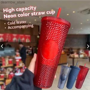 Wasserflasche Starbucks Becher Tumbrs besetzt 710 ml Plastik Kaffeetasse Bright Diamond Sternen Stroh Cup Durian Cups Geschenkprodukt