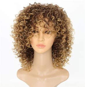 15インチAfro Kinky Curly Synthetic Wigs Hightemperature Fiber PelucasシミュレーションHuman Hair Wig Kit WS642M3420145