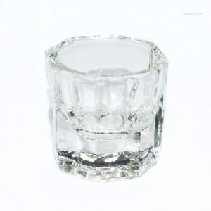 Nagelkonstutrustning grossist- åttkantig form glas kopp dappen maträtt behållare för arkylvätska pulver