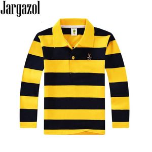 Polo Shirt Kids Clothes Tops Color Stripes Turn-down Collar Autumn Long Sleeve Polos Baby Boy Camisetas Boys Shirts Teen 3T-15T 240418