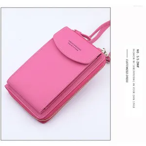 Shoulder Bags Selling Women Purses Solid Color Leather Strap Bag Mobile Phone Big Card Holders Wallet Handbag Pockets For Girls