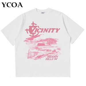 Mens T-Shirts Oversized Cotton Korean Fashion Vintage Graphic Y2k Tops Streetwear Short Sleeve Tees Harajuku Aesthetic Clothing 240417