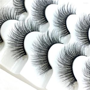 False Eyelashes 5 Pairs Natural 6D Faux Mink Hair Handmade Long Wispies Lashes Cruelty-free Criss-cross 7 Styles