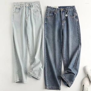 Frauen Jeans verwelkte englische Stil High Street Wäsche Mama Frauen 2024 Ins Blogger Taille gerade losen Jeanshosen