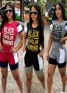 Black By Popular Demond Women Женский спортивный костюм короткие рубашки шорты по футболке Две штуки наряда наряды модный случай повседневного спортивного костюма D61815259H5783708