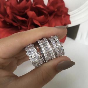 Clusterringe 925 Sterling Silber Marquise Schnitt erzeugt Diamond Cocktail Engagement Hochzeit für Frauen Band Ringfinger Schmuck Schmuck