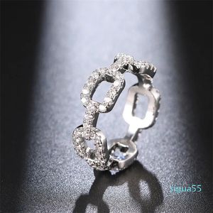 Fashion Designer Band Rings for Women Silver Shining Crystal Ring Party Wedding Wedding With With Bling Diamond Stone