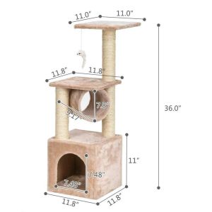 Scratchers 36 Cat Tree Bed Furniture Scratching Tower Post Condo Kitten Pet House Beige235Q