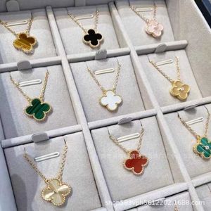 High grade designer necklace Vancleff High Version Clover Necklace Female Rose Gold Necklace Red Jade Chalcedony Agate White Shell Pendant Collar Chain