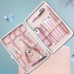 Nail Art Kits Pink Pedicure Manicure Tool Set Clippers Kit Tools For Girls Acne Needle File Trimmer Eyebrow Scissors