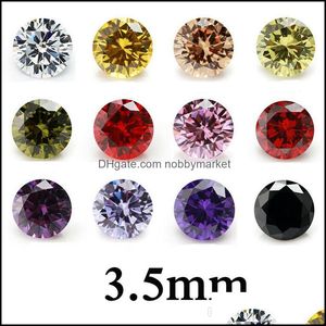 Gevşek Elmaslar 100 PCS/ Torba 3.5mm Yuvarlak Kesim 5a Gevşek Zirkon Boncuklar Gem Kaliteli Kübik DIY VVS Taşlar Bulguları Toptan 12 Renk