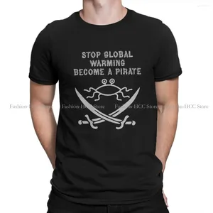 Men's T Shirts Pastafarianism FSM Flying Spaghetti Monsterism Polyester TShirt For Men Stop Global Warning Become Pirate Leisure Tee Shirt