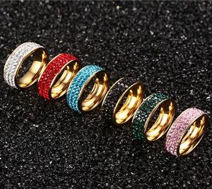 3 rzędy luksusowy kryształowy stop zarynestonowy pierścionek damski elegancka miłość panna młoda ślub pierścionki zaręczynowe biżuterii 6 kolorów9457106