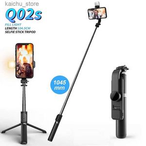 Selfie Monopods Fangtuosi Wireless Bluetooth Selfie Stick Składany mini statyw z wypełnieniem światła migawki zdalne na iOS Android Y240418