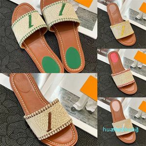 15A Дизайнерские плоские сандалии роскошные тапочки женская тканая вышивая тапочка с сандал-мода