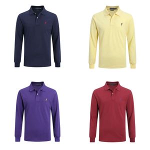 Polos Mens Autumn and Winter Horse Fashion Shirt Casual Long Sleeve