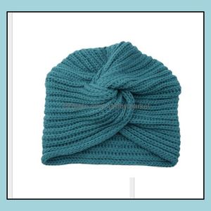 Beanie/Skull Caps Winter Cap Sticke Turban Cross Womens Warm Knit Twist Hair Wrap Solid Casual Indian Coghet Sklies Beanies Drop Del Otfuk