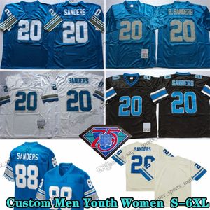 Custom 75th Vintage 20 Barry Sanders Football Jerseys 81 Ричард Лейн 24 Джек Кристиансен 71 Алекс Каррас 1965 84 Герман Мур 4 Джейсон Хансон 28 Йель Лари 44 Дик Лебо