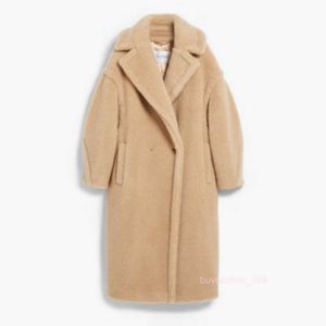Women's Coat Cashmere Coat Designer Fashion Coat MaxMaras Womens Teddy Bear Coat Light Camel