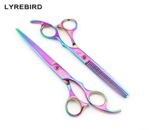 Nożyczki do włosów 7 -calowe nożyczki do cięcia 65 -calowe przerzedzające nożyczki Lirebird Rainbow Dog Sturoving Nożyce new5893748