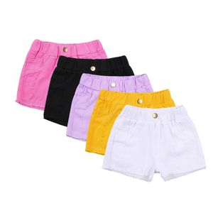 2-8 anni Summer Baby Girl Girl Shorts Shorts Girls Solid Color High Elastic Waist Pantaloni corti per bambini 240418