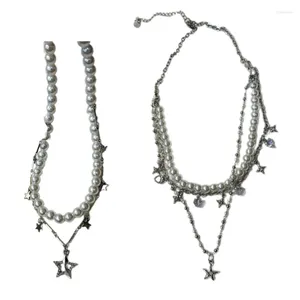 Collane a pendente Y1UB Pearle uniche Collana con perline con zircone Star per la festa di usura quotidiana