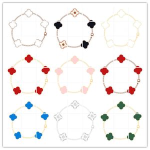 High End Designer VanCleff Five Flower Armband Womens Fashion Versatile Red Agate Original Buckle Net Red Handicraft