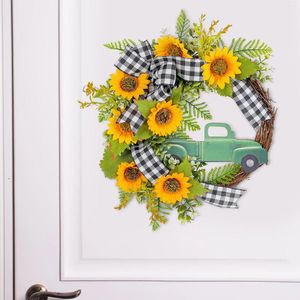 Decorative Flowers Bee Festival Wreath Flower For Front Door Summer Garland Spring Indoor Farmhouse Wall