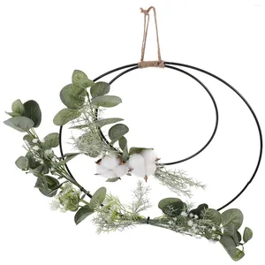 Decorative Flowers Cotton Double Ring Wall Hanging Design Wedding Bouquet Decoration Cross-border Artificial Wreath Home Garland Door